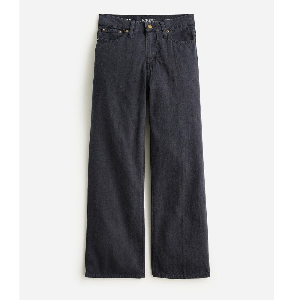 J.Crew Slim Wide-Leg Jeans Charcoal Black High Rise Denim Pants Size 24
